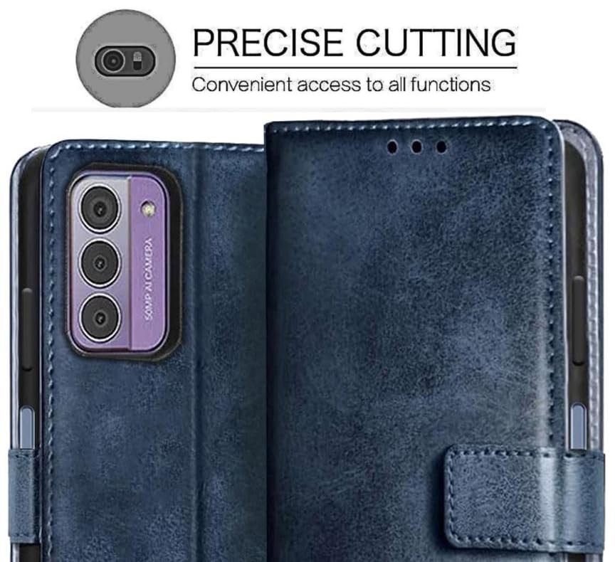 Image of SHINESTAR Ultimate Dual Shade Leather Finish Flip Back Cover for Nokia G42 5G | Inside TPU & Inbuilt Stand | Wallet Style Back Cover for Nokia G42 5G Flip Cover | - Ice Blue