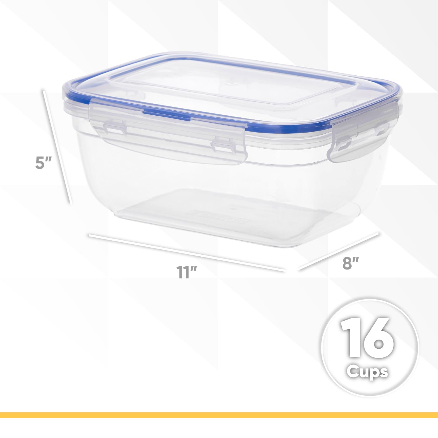 Superio Versiegelte Frischhaltedosen, 4 Stück, 4,2 l, luftdicht, auslaufsicher, rechteckige Form, mikrowellen- und gefriergeeignet, BPA-freier Kunststoff (4 l, 4,2 Quart)