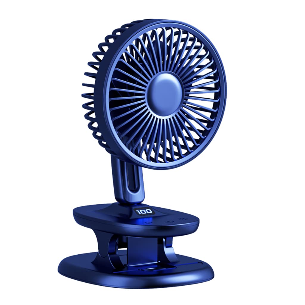 5” Portable Table Fans with Clip 120° Oscillating Head up/down Adjustable LED Indicator Timer Setting Auto-shut down 4000mAh Li-on Battery 5 Speeds (Gem)
