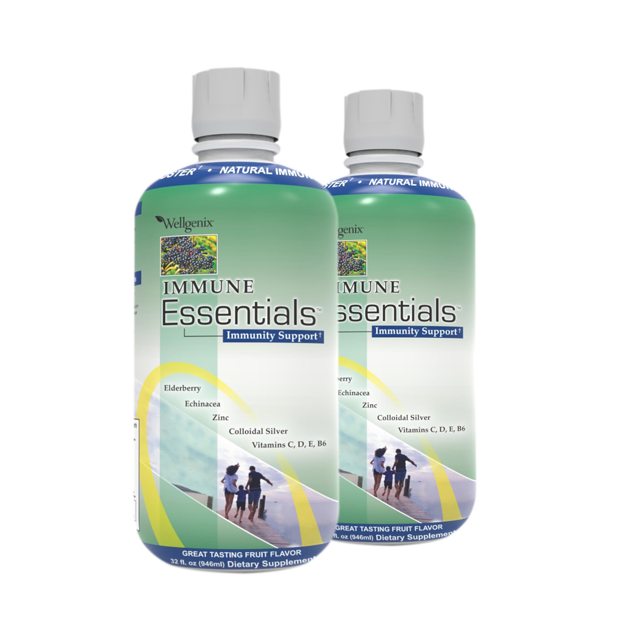 Wellgenix Immune Essentials - Multivitamin Liquid for Men, Women & Kids - Vegan Supplement with Vitamins C, D Elderberry Zinc, Echinacea for Toddler,