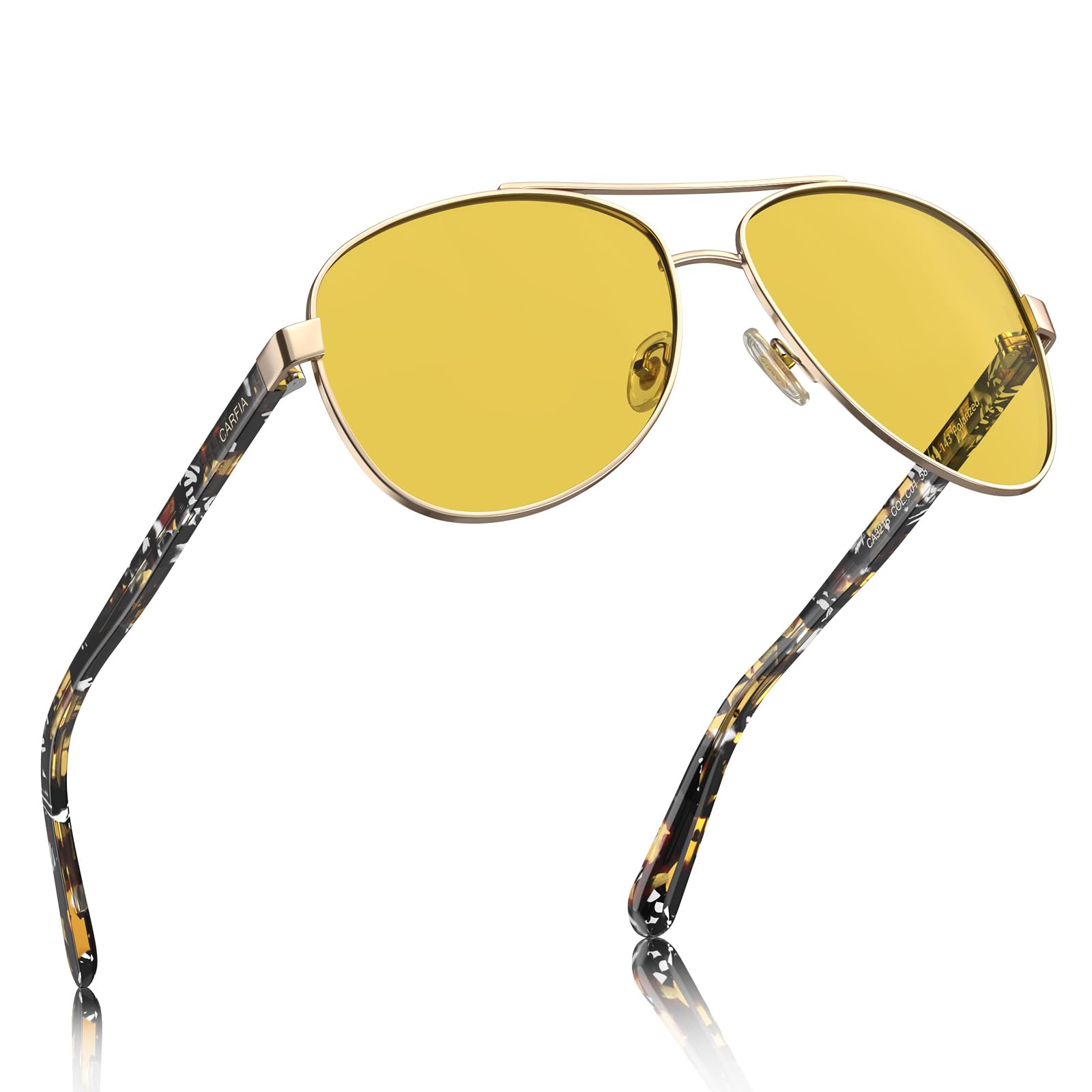 CARFIA Pilot Night Driving Glasses for Women Men, Trendy Night Vision Goggles Reduce Glare, Enhance Clarity for Safety CA3216