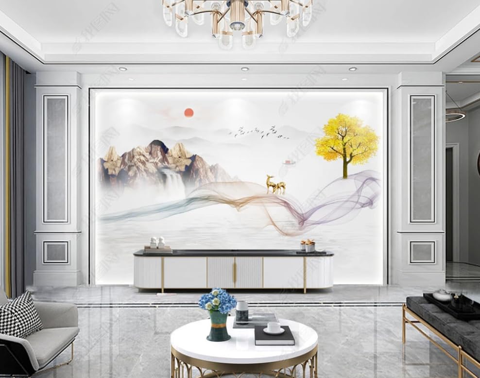 Papier peint intissé paysage abstrait pour chambre et restaurant