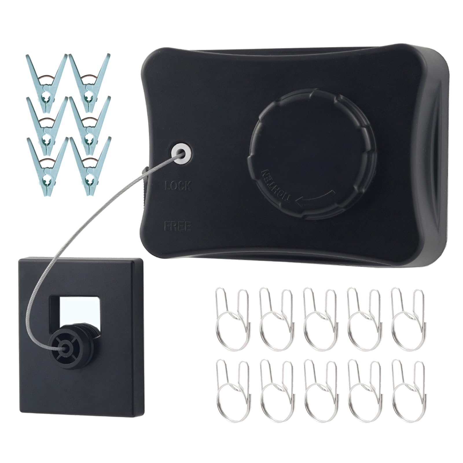 Qiviluto Retractable Clothesline Indoor Clothes Line for Hanging Dry and Wet Clothes on Heavy Duty Outdoor Clothing Lines 16.7 ft (Black)