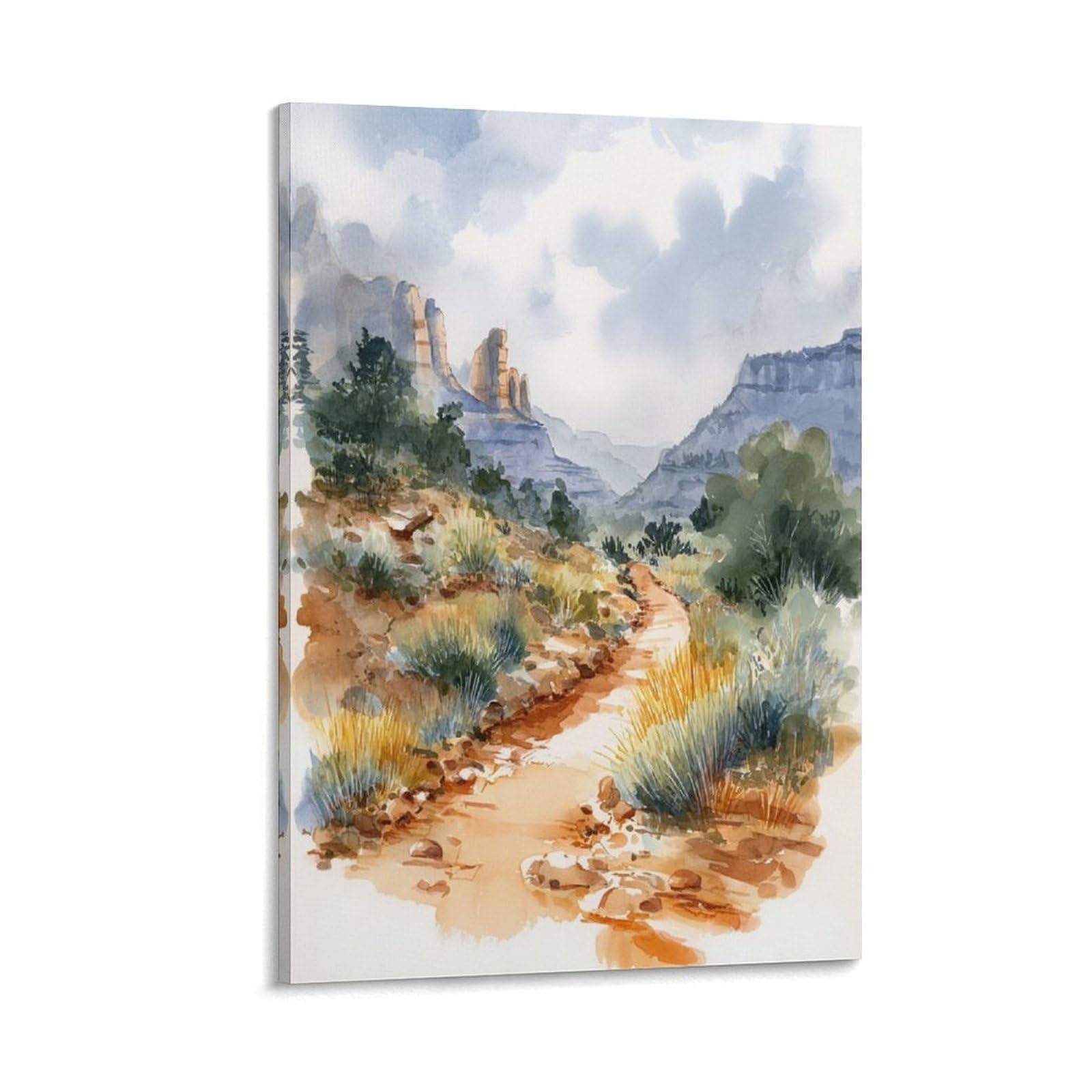 LCYNNH Sedona Arizona Desert 20x30inch(50x75cm) Vintage Travel Poster Watercolor Canvas Art