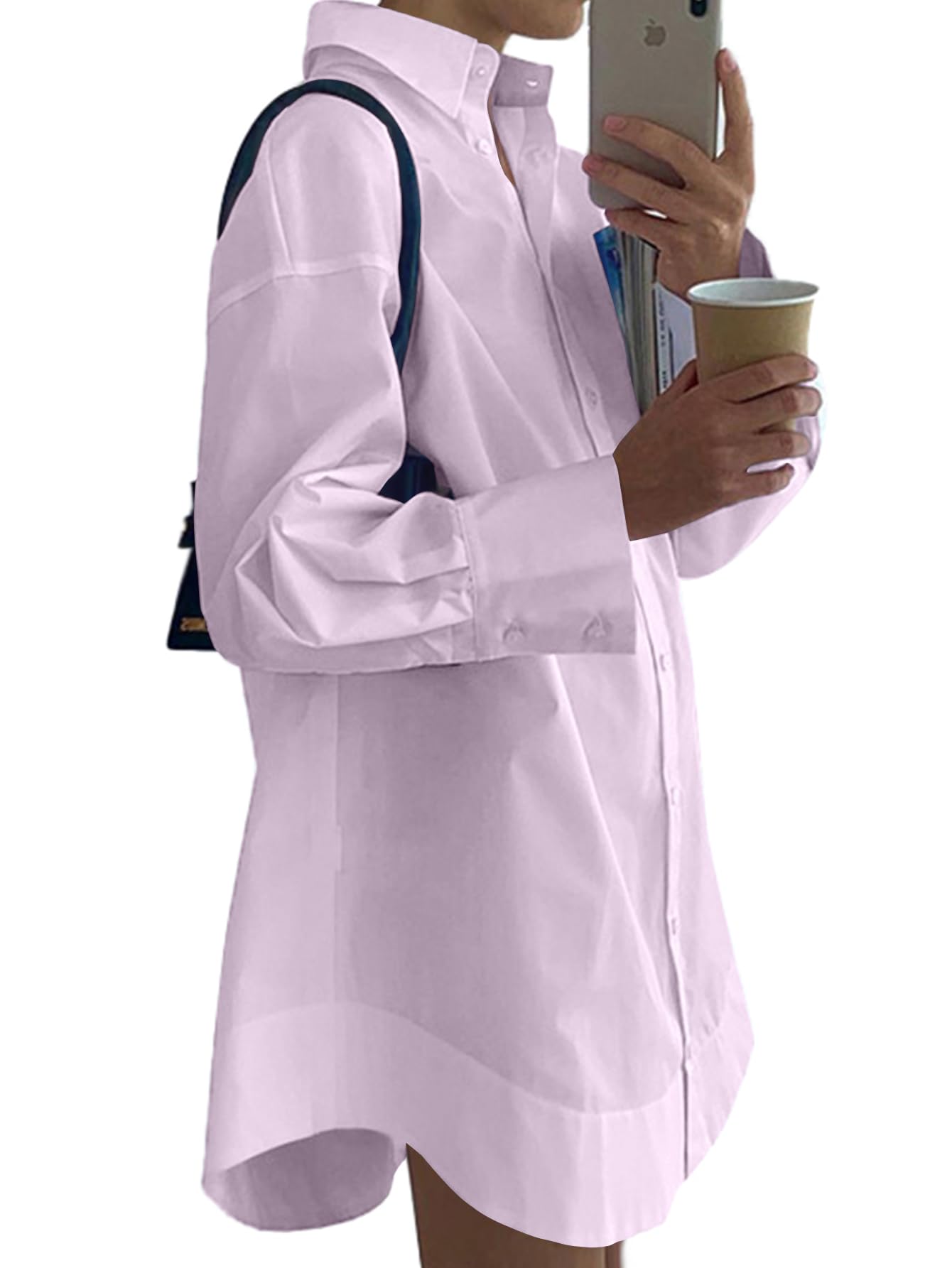 Snapklik.com : Womens Casual Shirt Dress Collar V Neck Button Down ...