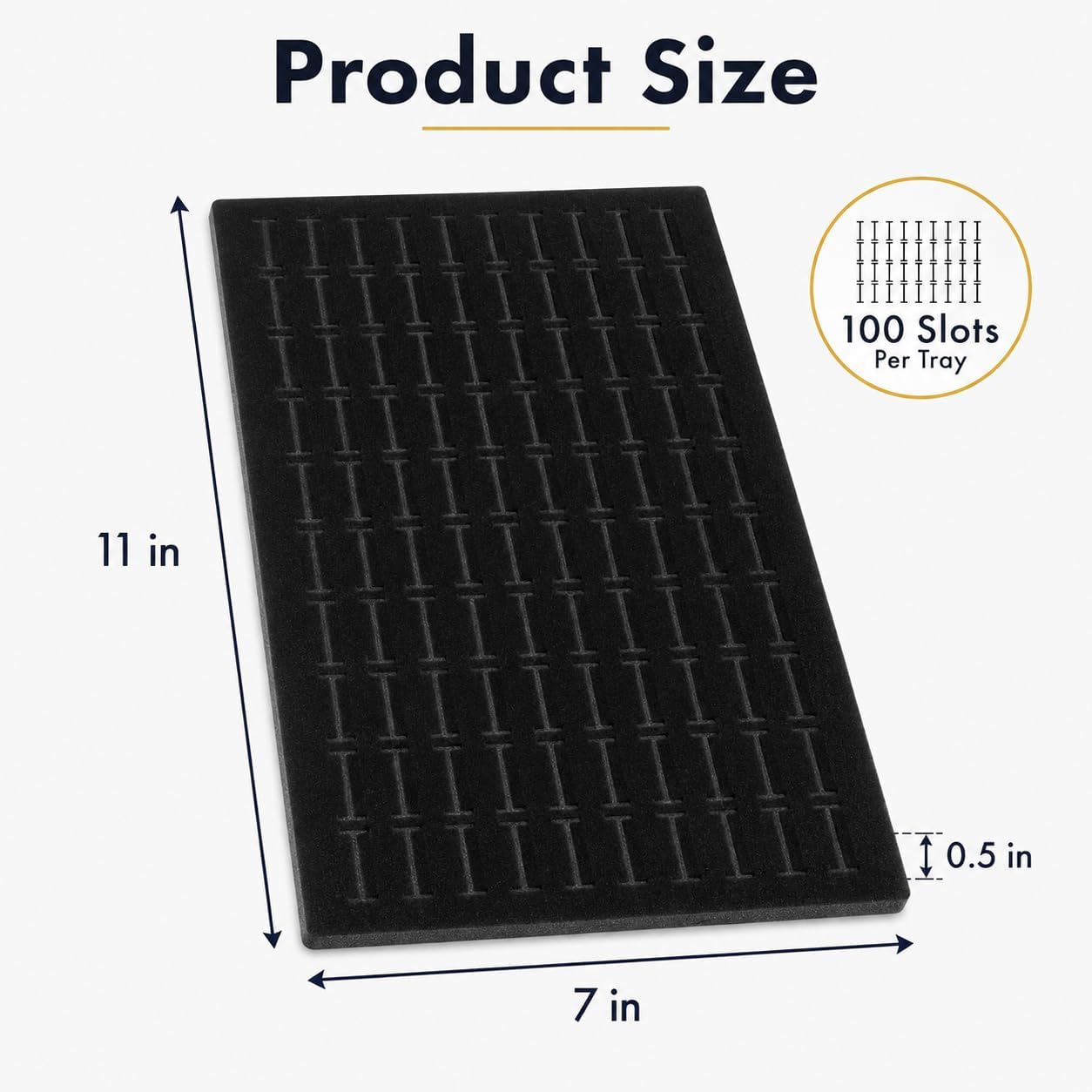 5 Pack Black Velvet Ring Organizer, 100-Slot Foams Earring Storage Box image 4