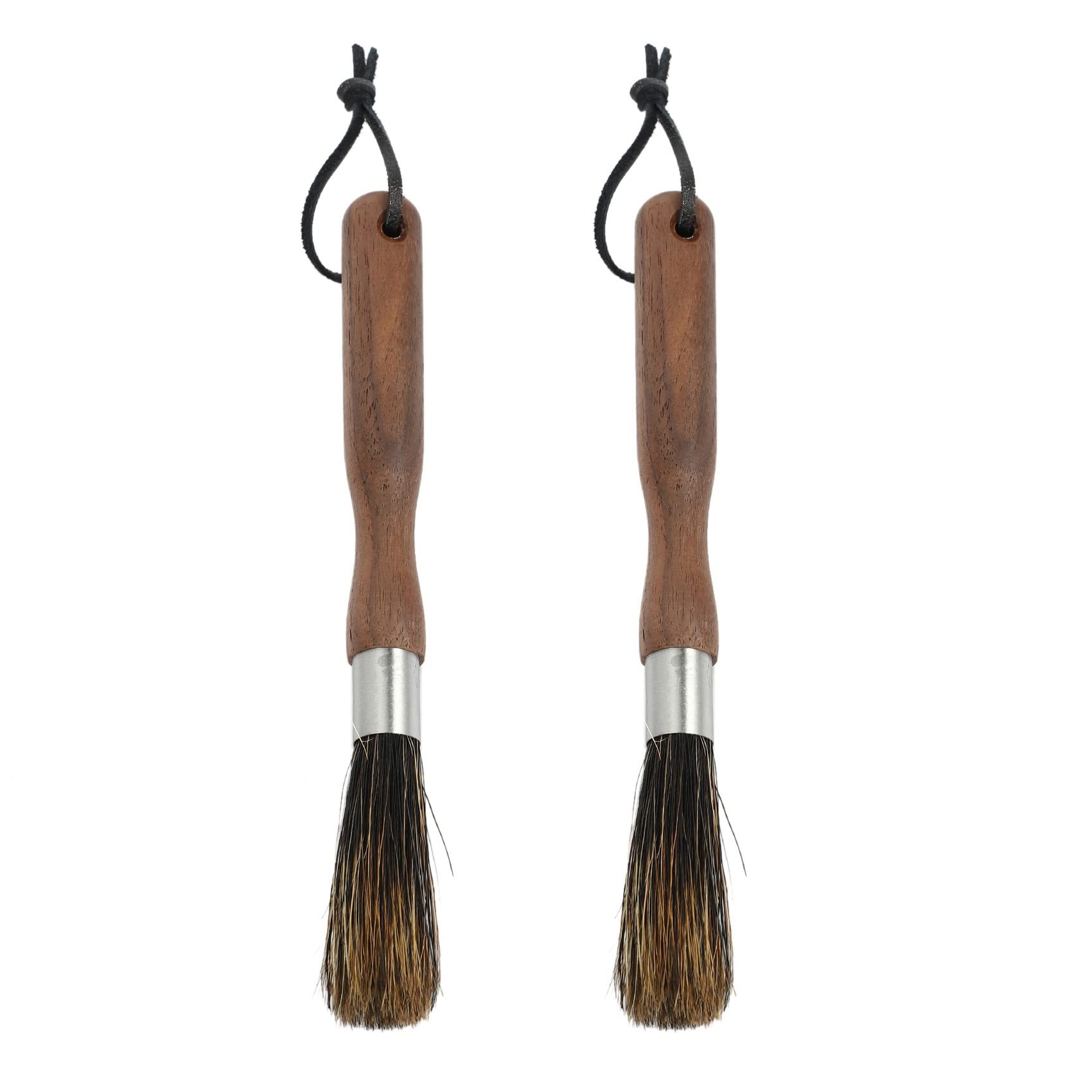 Hndhbfgrt 2X Coffee Grinder Powder Cleaning Brush Coffee Machine Brush Wood Handle Pig Bristle Dusting Espresso Brush for