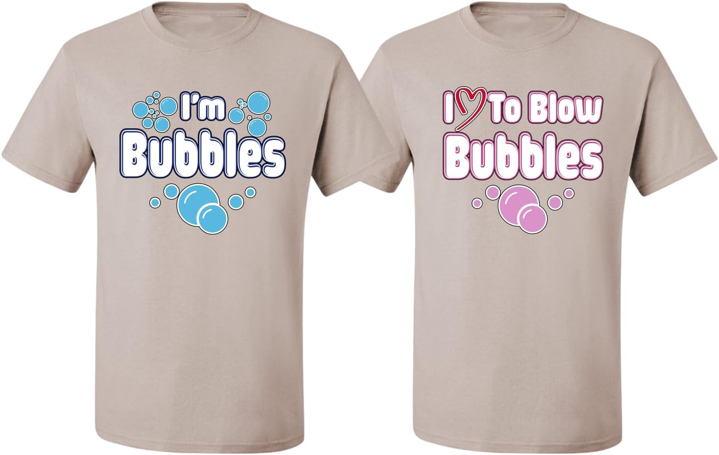 I Love to Blow Bubbles, I'm Bubbles Funny Couples Joke His and Hers Valentine's Day Matching Couple T-Shirt