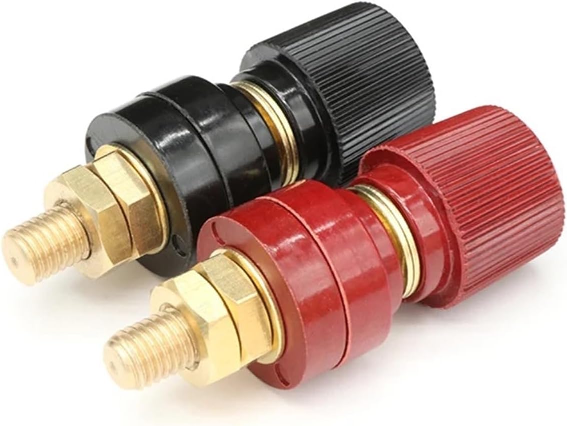 Power Distribution Block 10Set Black+Red Wire Binding Post Thread Screw Weld Inverter Clamp Power Supply Splice for Auto Boat Marine Solar(M5 Set)