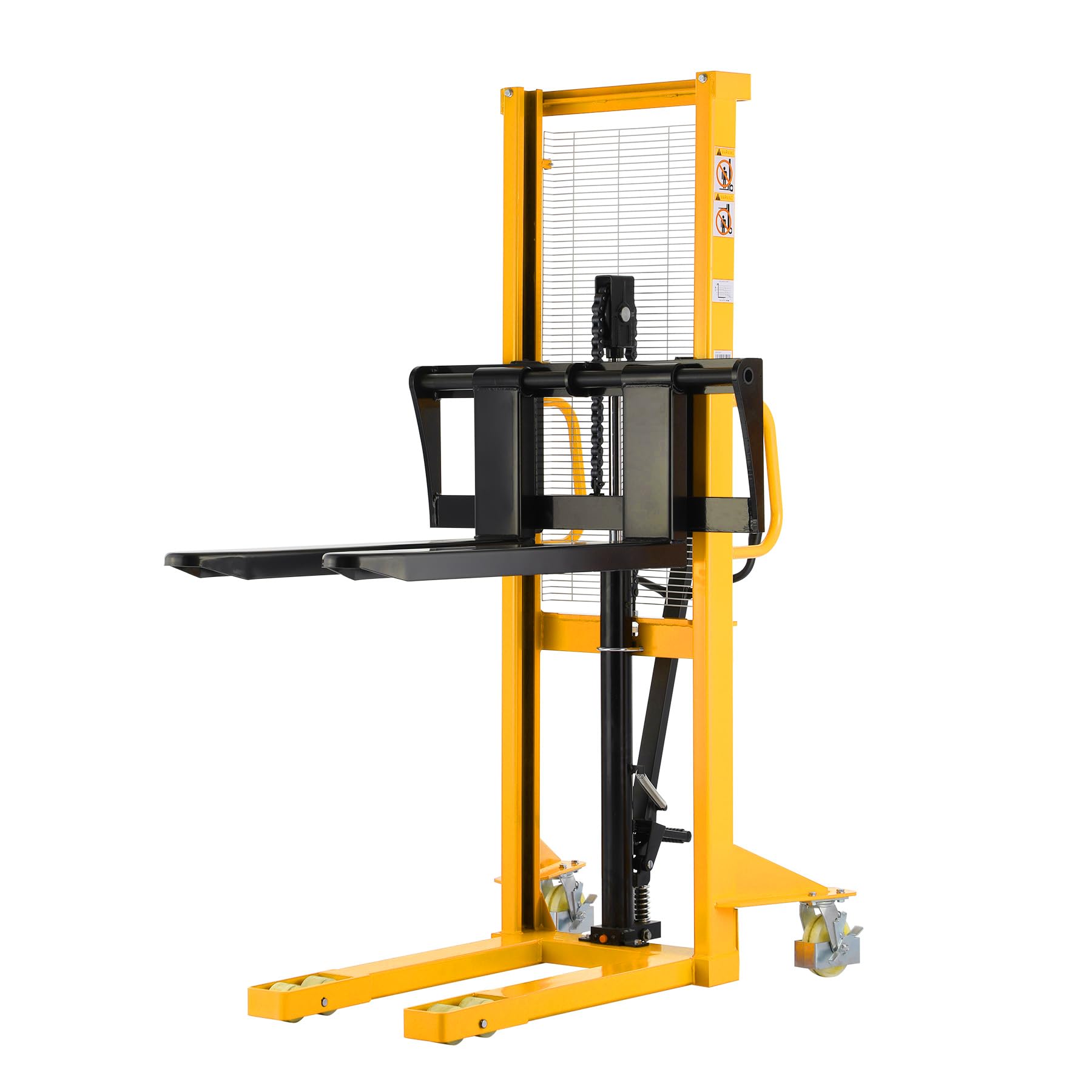 APOLLO Manual Pallet Stacker Hand Pallet Forklift 2200lbs Capacity 63" Lift Height, Fix Legs with Adjustable Forks Suitable for Open-Bottom Pallets