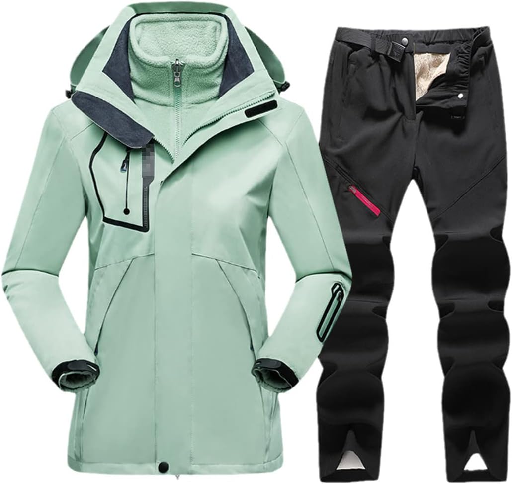 KEHAIOO Women Windproof Waterproof Ski Jacket and Pants Winter Thick Warm Snow Outdoor Skiing Snowboarding Suits