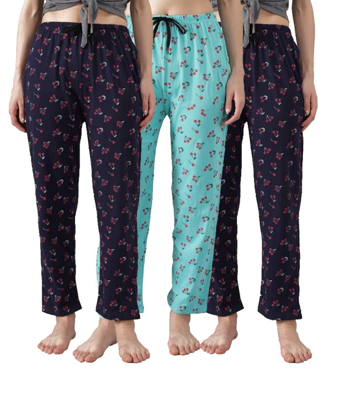 Image of Printed Womens Pyjama Night Pant, Soft Cotton Fabric, Casual Wear (Pack of 3)