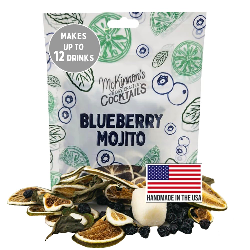 McKinnon’s Dry Craft Cocktails Blueberry Mojito Polybag Pack | Dehydrated Fruits | DIY Mixology | Infusion Kit | Each Pack Makes Up to 12 Drinks | USA