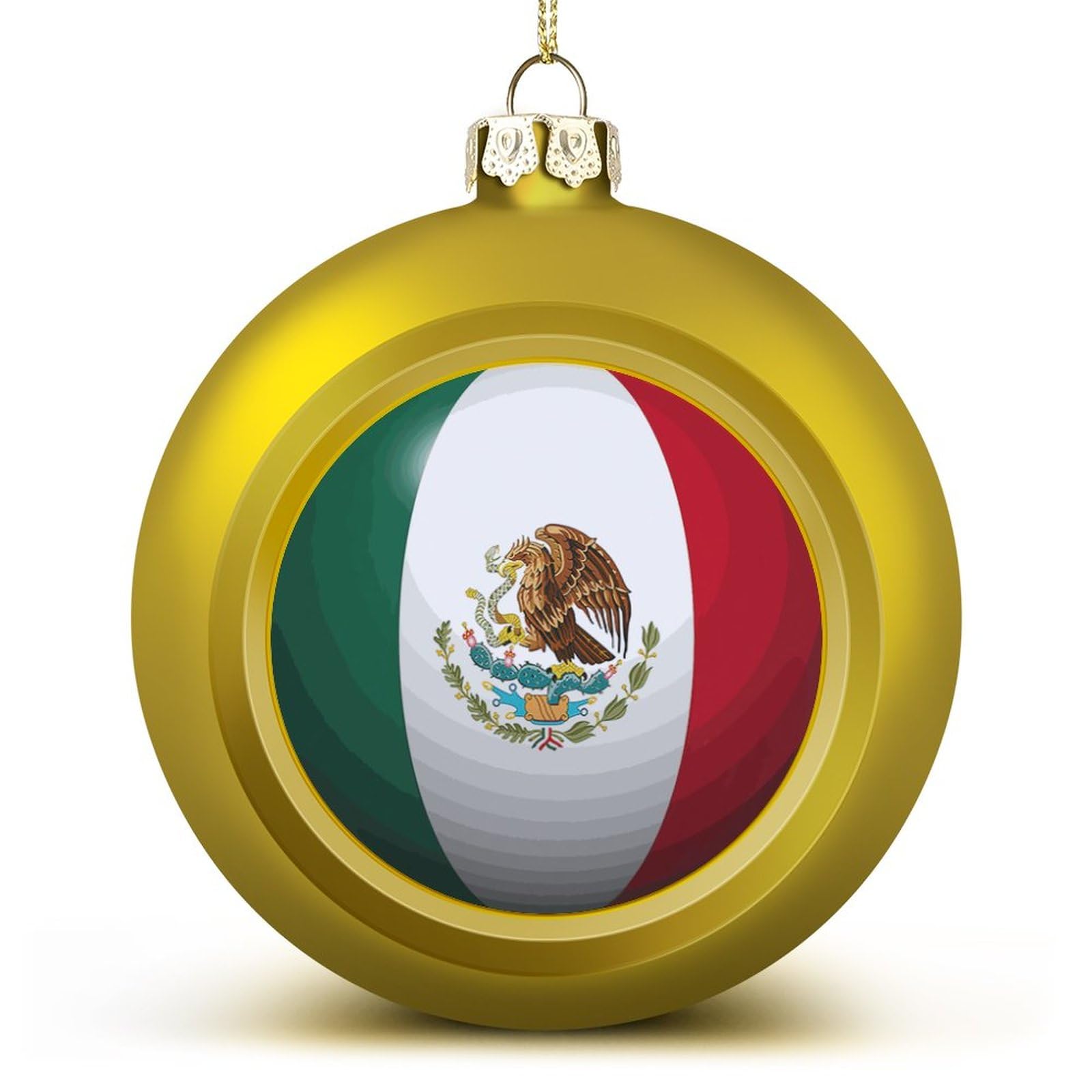 Mexico Flag Christmas Balls Ornaments - National Flag Keepsake - Golden Mexico Hanging Ornaments Balls for Christmas Trees Merry Christmas Baubles New Year for Family