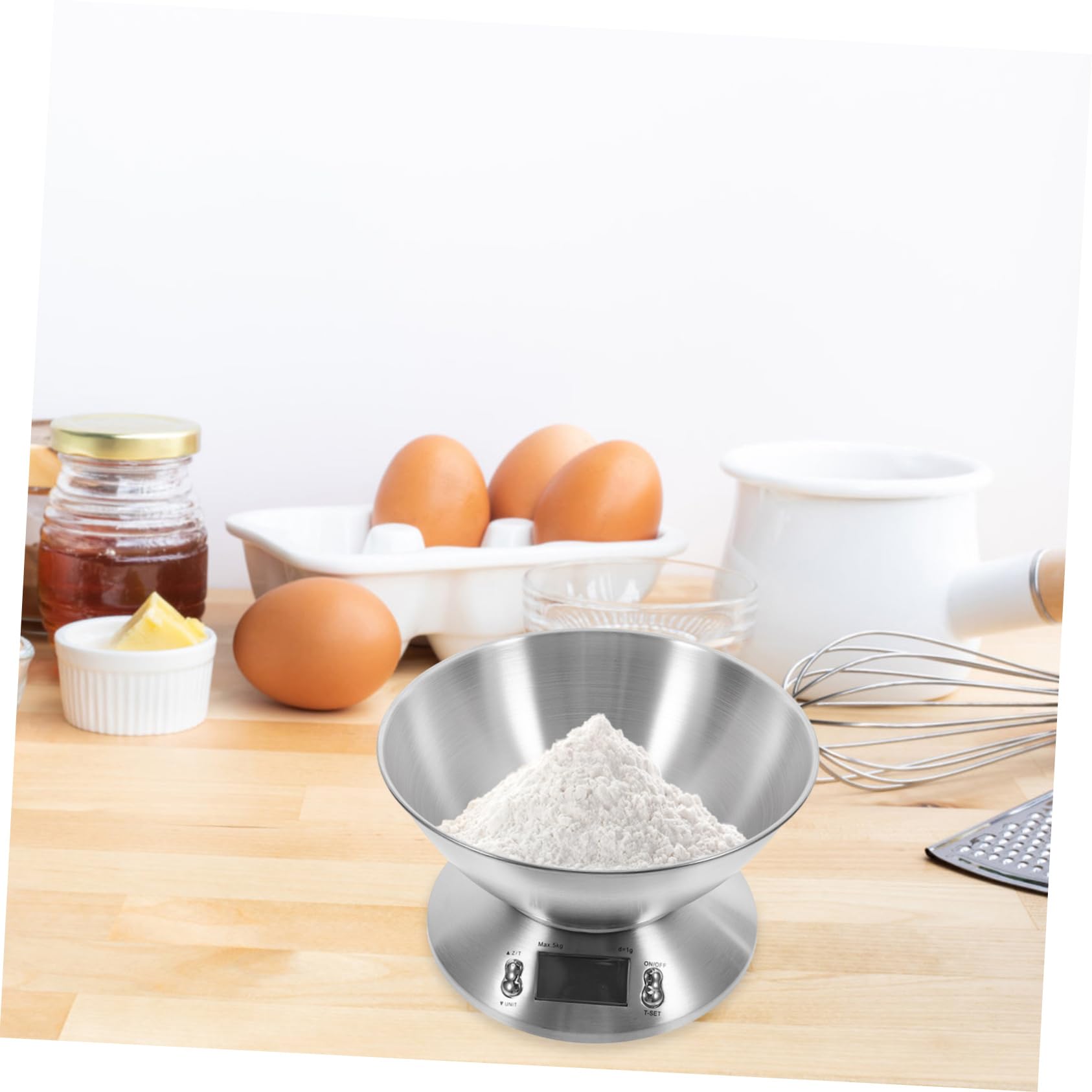 Báscula Digital para Alimentos de Acero Inoxidable 5000g Plata | Preparación y Repostería, Operación Sencilla, Limpieza Fácil, Formato Compacto