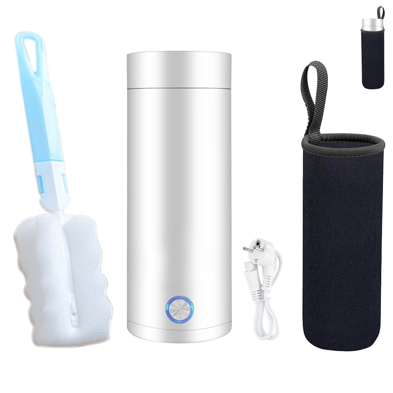 Bollitore Elettrico Da Viaggio 350ml - Mini Tazza Riscaldante Portatile, Acciaio Inox 304, 300W, 4 Temperature