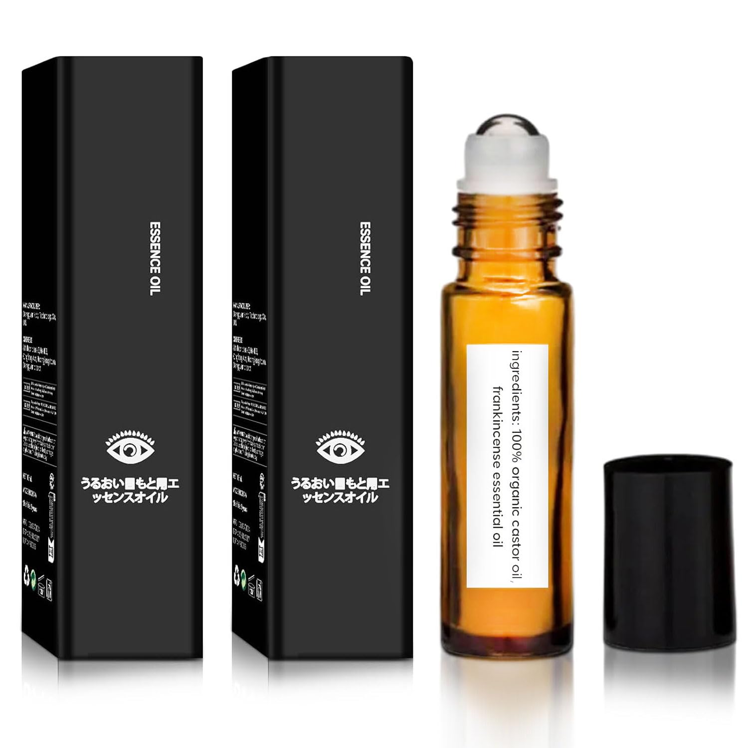 HannahcosTime Eraser Rollerball Castor Oil and Frankincense-100% Organic Castor Oil, Frankincense Essential Oil,Reduces Fine Lines, Anti Wrinkle Serum for Eye (2 PCS)