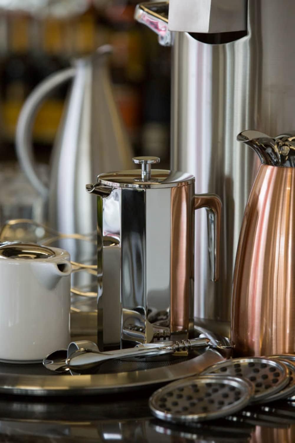 Service Ideas PDWSB350PS French Press, 12 sided, Double walled,Stainless Steel, 12 Ounces, Polished Finish