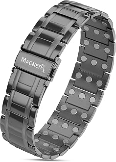 MagnetRX® 3X Strength Titanium Magnetic Bracelet – Magnetic Bracelets Men – Premium Fold-Over Clasp & Adjustable Length with Sizing Tool