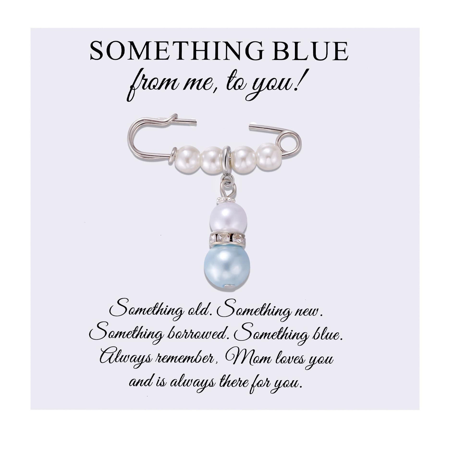 Ukodnus Something Blue Wedding Charm for Bride, Bridal Bouquet Accessory with Blue Pearl, Daughter Gift from Mom or Parents, Bridal Shower Gift, Bachelorette Party Idea