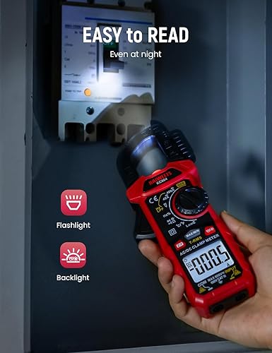 Miniatura 15 de KAIWEETS HT206B - Pinza amperimétrica digital T-RMS de 6000 conteos, rango automático, mide voltaje, temperatura, capacitancia, resistencia, diodos