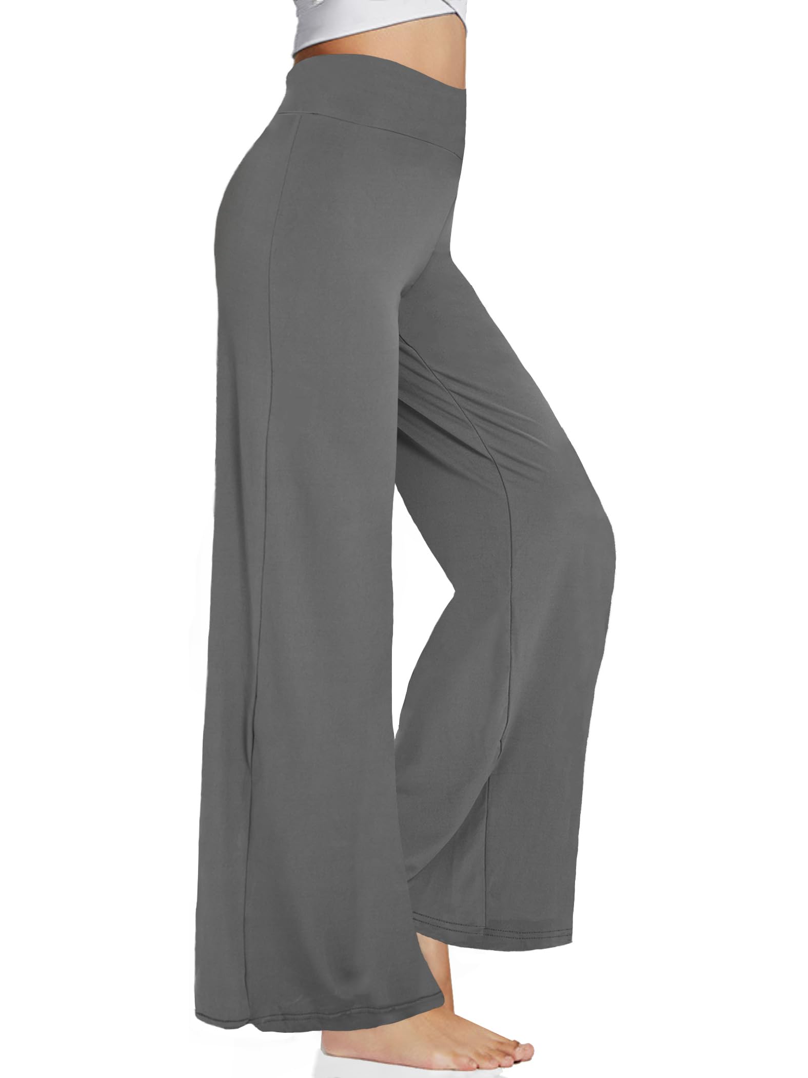 QGGQDDWide Leg Yoga Pants for Women - Palazzo Black High Waisted Plus Size Flowy Lounge Pants