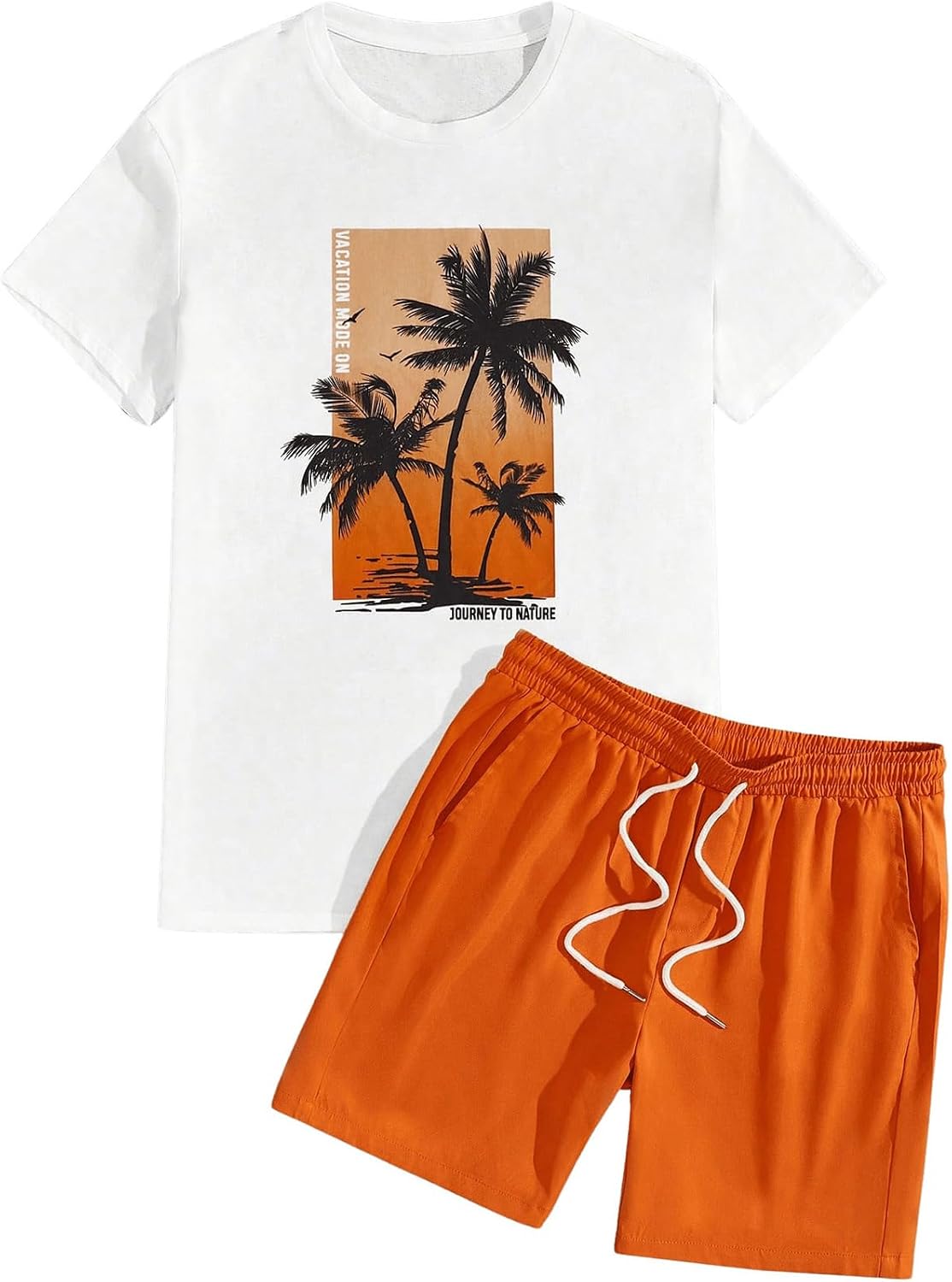 SOLY HUX Men's Summer Tracksuit 2 Piece Beach Outfit Tropical Print Tee and Shorts Set