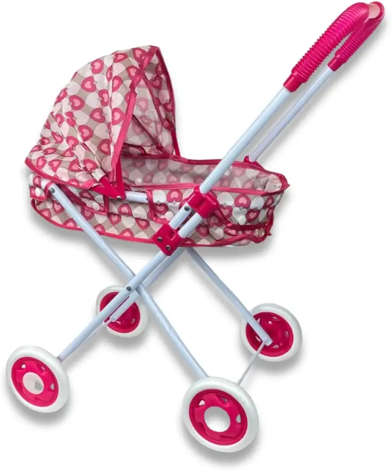 Castela Carrinho de Boneca Bebe e Berço Brinquedo Infantil - Rosa, 36x27x55 cm, A partir de 3 anos