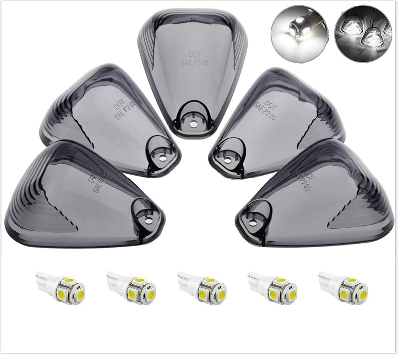 Luzes de teto para cabine KOMAS com lente fumê e LED branco T10 para Ford F-150 F-250 F-350 F-450 F-550 e E-Series – Kit com 5