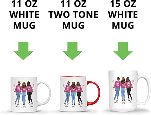 Miniatura 76 de Gossby Taza de café personalizada para hermana, regalo personalizado con diseño, nombre, 11 onzas, 15 onzas, cumpleaños, Navidad, regalo de larga 3