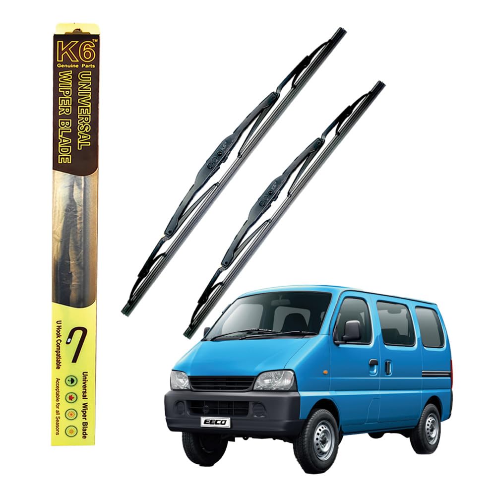 K6 Car Wiper Blade Set of 2 Pcs | Front | Size 16" & 16" Inches | Metal Frame | Universal Hook | Compatiable With Maruti Suzuki Eeco| Toyota Qualis| Mahindra Bolero| Maruti Suzuki Jimny-image-11