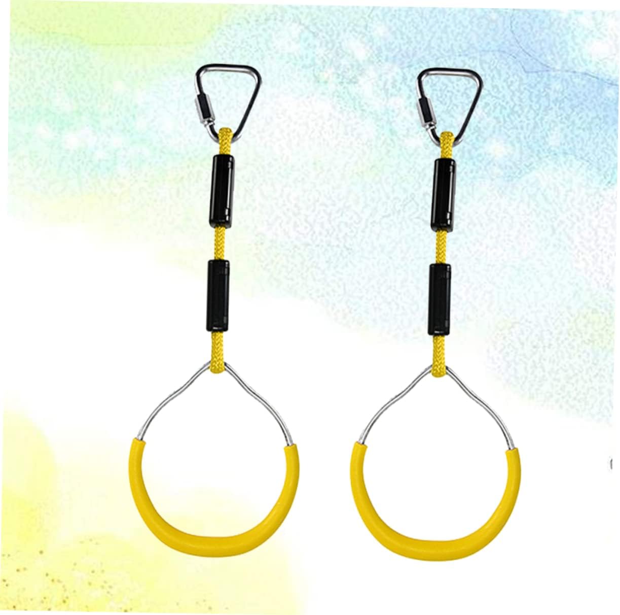 2PCS Kids Gymnastic Rings Set Colorful Hanging Climbing Rings Fitness Workout Equipment for Children for Outdoor Playground and Backyard Activities