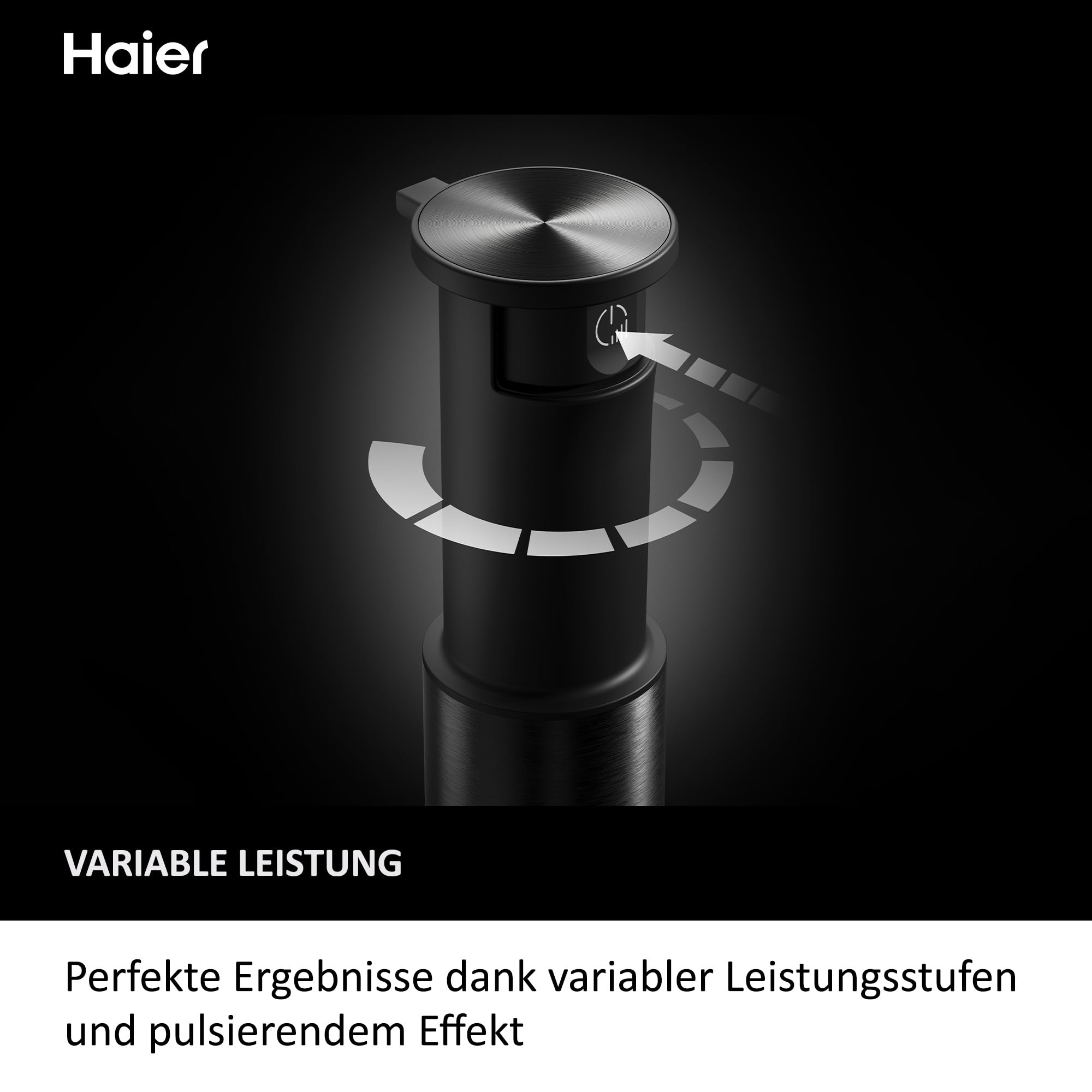 Haier Stabmixer 4-in-1 mit Messbecher, Quirl, Stampfer, Zerkleinerer I 1000W Pürierstab aus Edelstahl mit variabler Geschwindigkeit & 3 Klingen I abnehmbarer Fuß I Pulsfunktion [Serie 5 - HHB5B5]