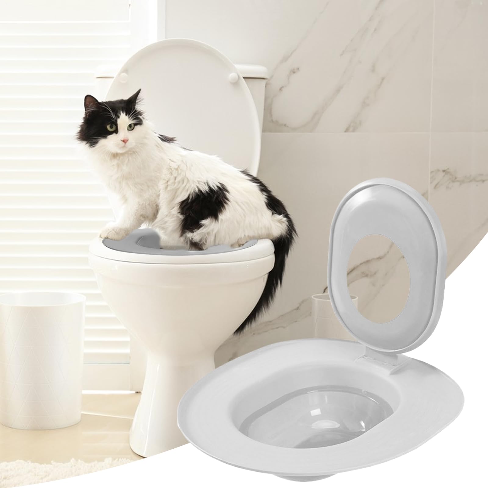 Kit di addestramento per il bagno dei gatti - Kit di addestramento per il sedile del WC dei gatti - Strumento sanitario con base non forata per gattino animale domestico