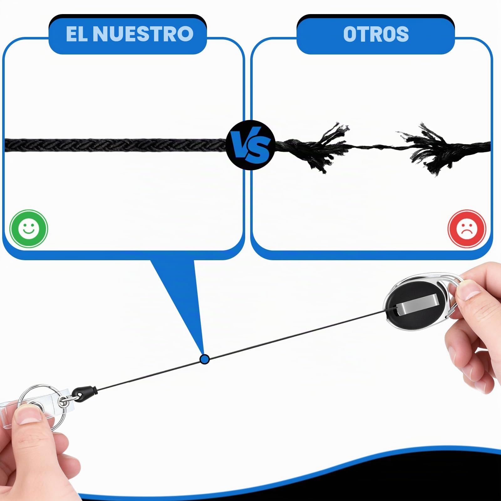Llavero Retractil 10 Piezas con Clip para Cinturón Cordón Extensible 63 cm