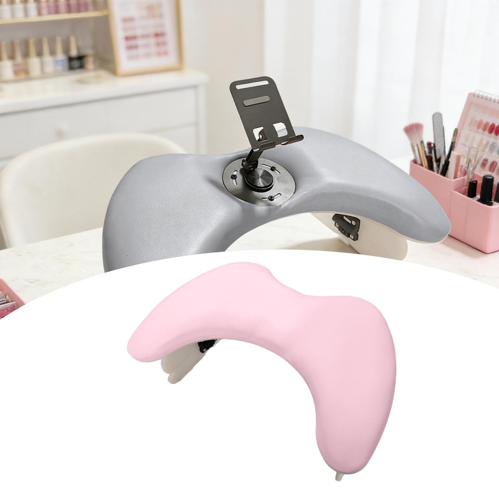 Cuscino per Manicure Poggiapolso Poggiabraccio Unghie Cuscino Manicure Pieghevole Altezza Regolabile PU Comodo per Trattamento Lungo Adatto a Salone S, Rosa Senza Parentesi