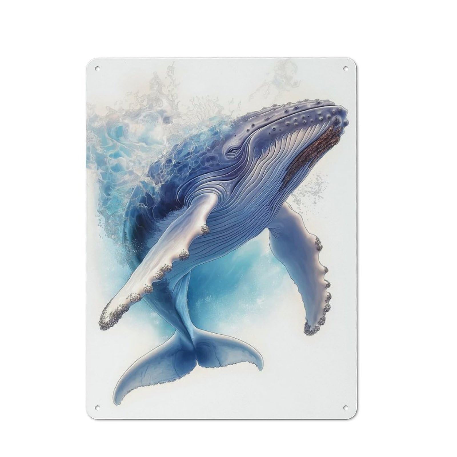 Junmoney Humpback Whale Splash Vintage Tin Sign 40X30cm With For Workshop Wall, For Makers And Diy Enthusiasts, For Retro Home Interiors
