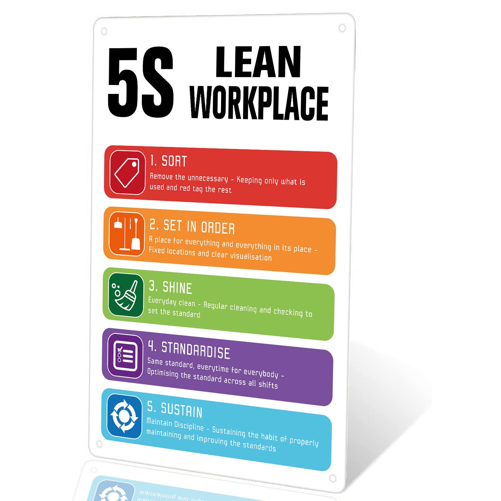 5S Lean Workplace Landscape Sign Metal Tin Signs for Home/Office/Garages/Restaurants/Bedroom/Cafes Bars Pub/Man Cave Wall Decor Poster Sign 12x8 Inch