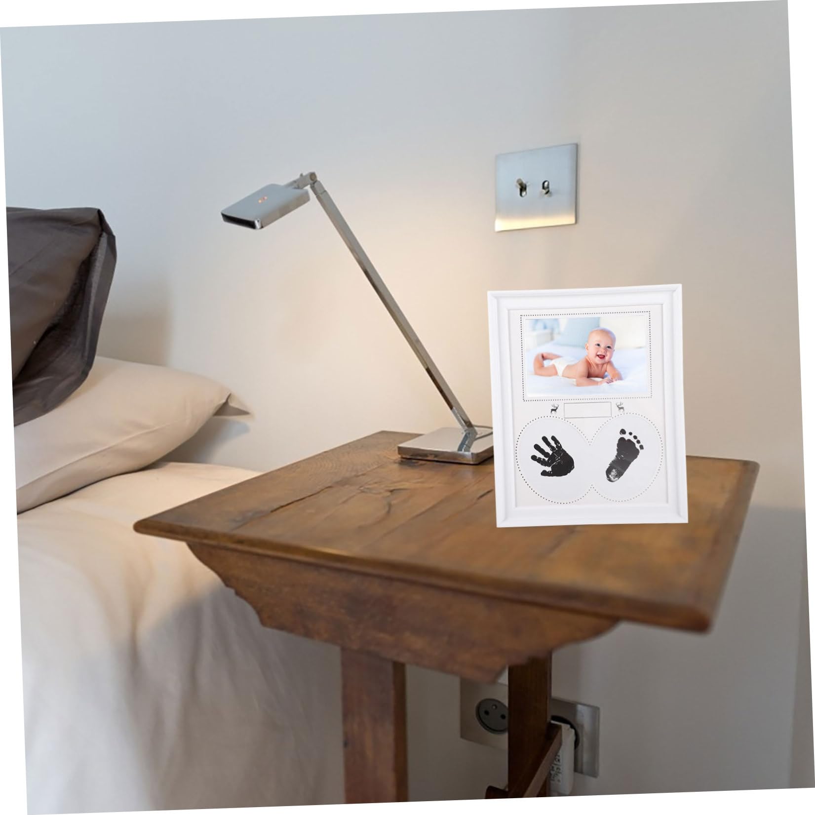 Cadre Photo Personnalisé Blanc Cadre Souvenir Naissance pour Mains et Décoration Maison et Naissance
