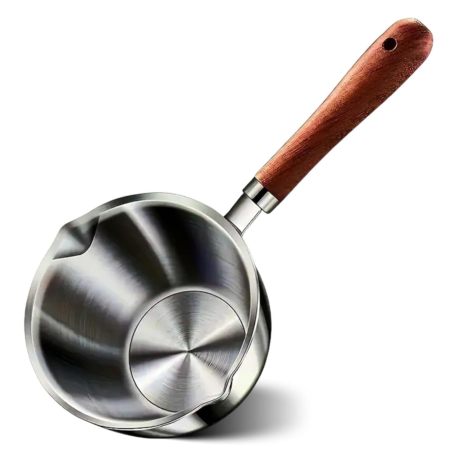 Crega Stainless Steel Mini Saucepan, 150ml/250ml Butter & Milk Warmer, Dual Spouts, Wooden Handle, Small Pot for Sauces, Coffee, Baby Food & More-picture-10