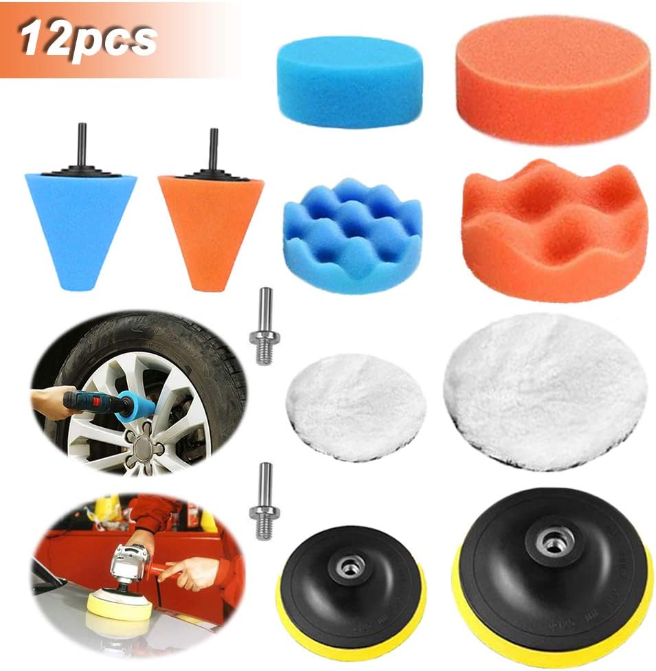 HUSTON LOWELL Cone-shaped Sponge Foam Pad Polishing Wax Polishing Wheel Tool for Car Care (12pcs)