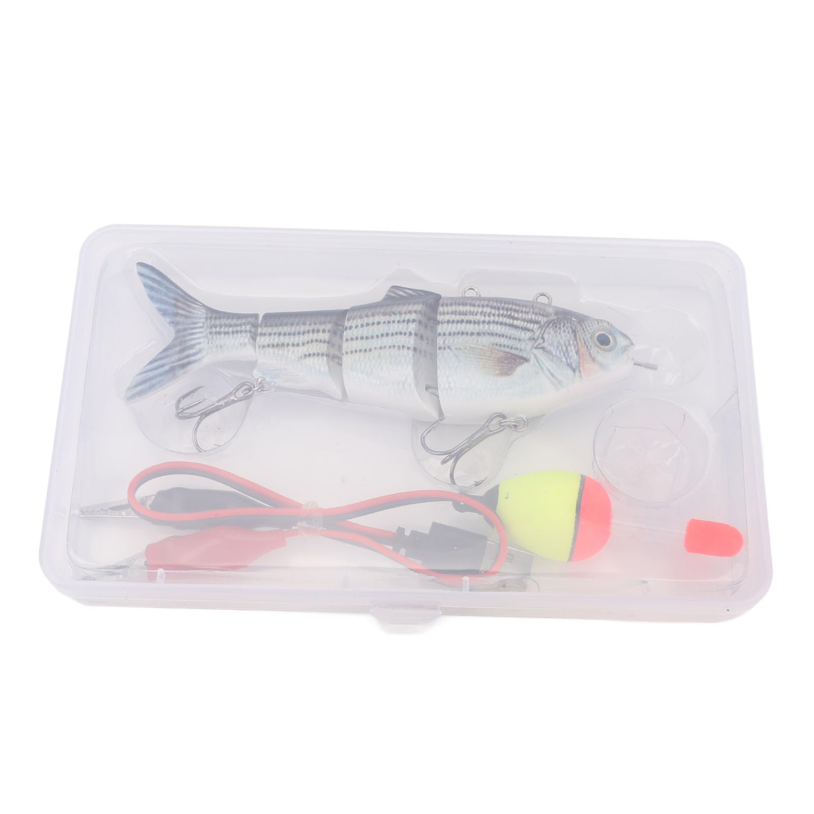 Esca da Pesca, Esca da Pesca Elettrica Ricaricabile Tramite USB Nuoto Automatico Esca per Spigola Realistica Luce a LED Wobbler Multi Snodato Swimbaits Esca D'acqua Dolce (BL-620)
