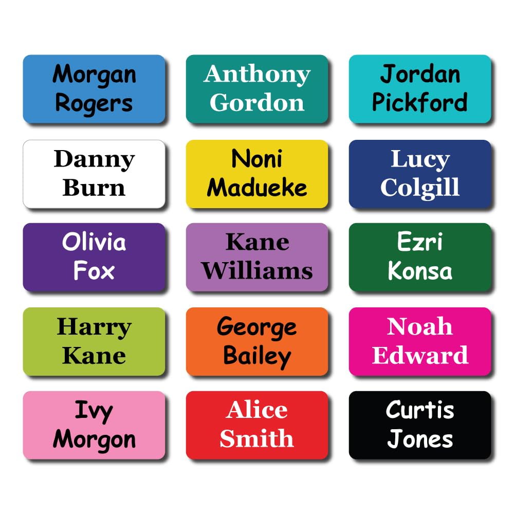 60 x Name Tags Stickers Washable Sticky Name Labels Stickers No Iron Just Stick on Waterproof Name Labels for Clothes Adults Label for Clothes Kids