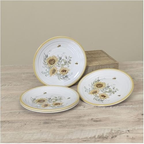 Gerson International Juego de 4 platos de diseño de abeja, 8.34 pulgadas de diámetro, melamina