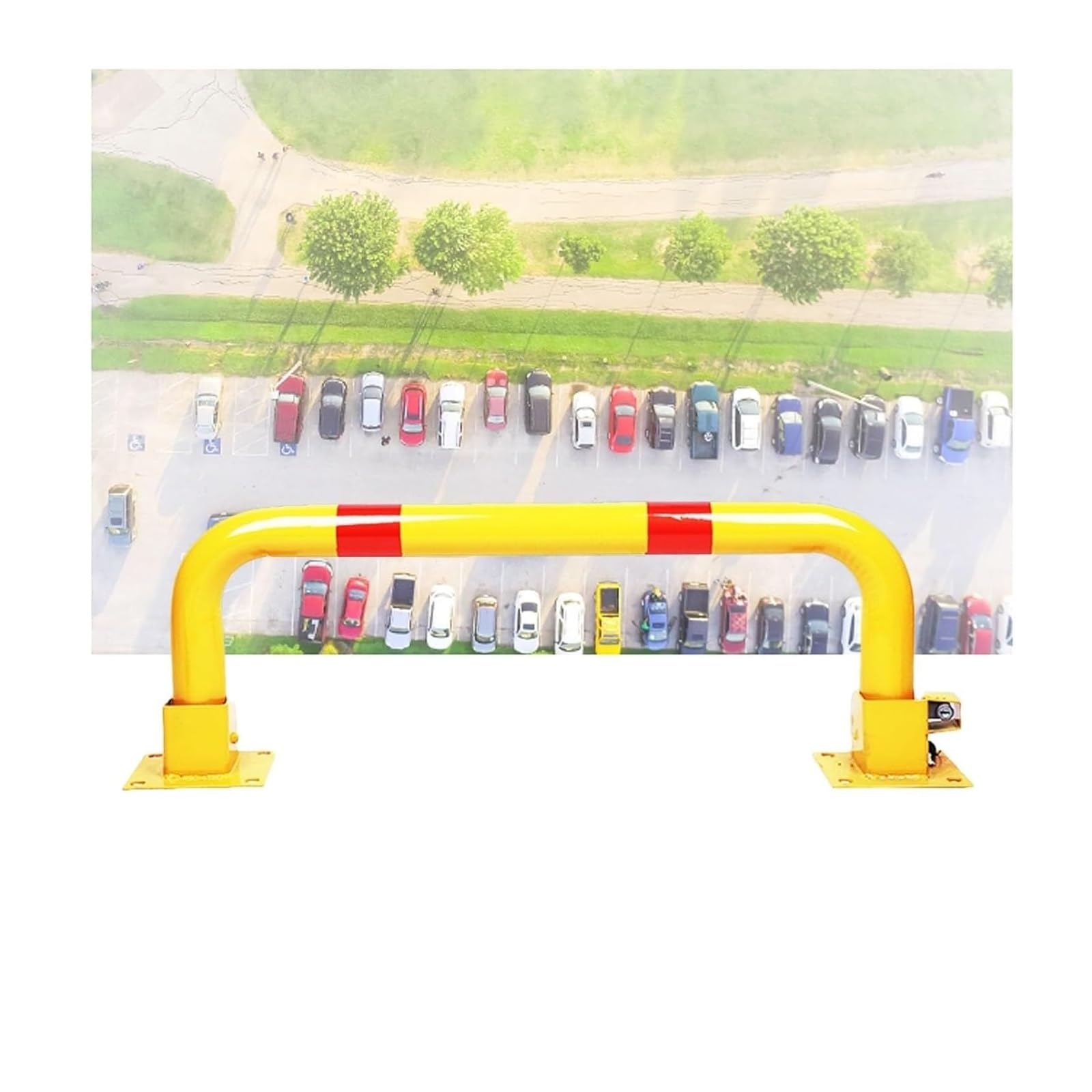 CWCQGH U Shape Security Bollards Parking Car Blocker For Driveway, Garage (Khaki)