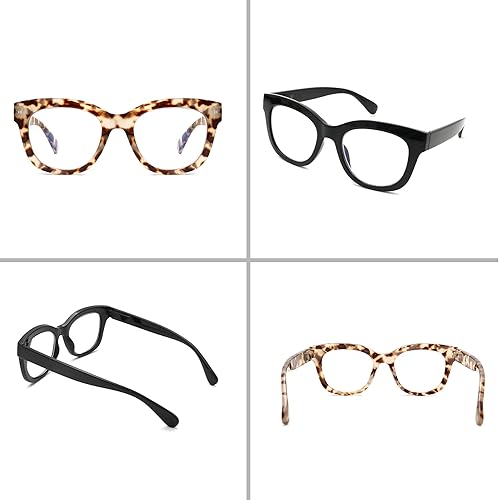 Miniatura 8 de Areyeth 6 pares de anteojos de lectura retro de gran tamaño para mujer, estilo Oprah, lectores grandes con bloqueo de luz azul (1.00X)