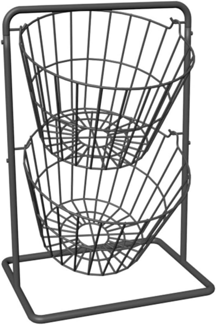 MAGICLULU Fruitful Kitchen Storage Basket Double-Layer Fruits Rack Iron Home Fruits Basket Black 1 Unit