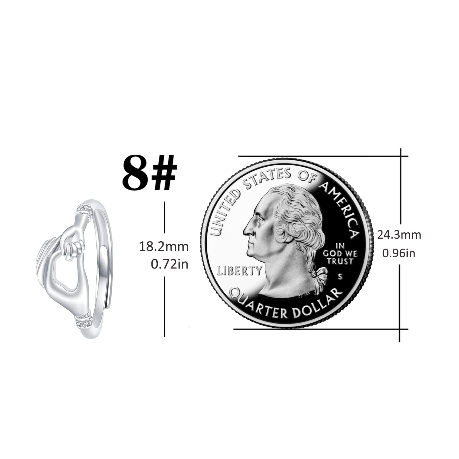 Mutter Ring 925 Sterling Silber Verstellbar Geschenk für Mama mit Herz Motiv, Kristall & Roségold Akzent - Für Muttertag, Jahrestag