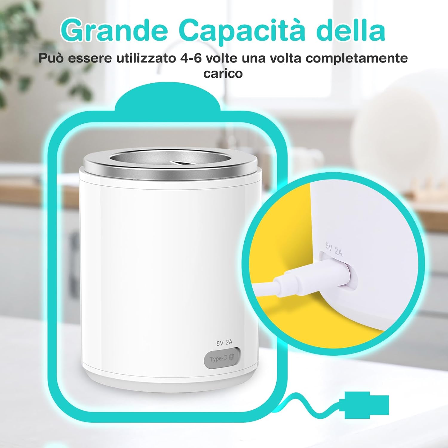 Image showing the USB-C charging port on the Easy@Home bottle warmer.