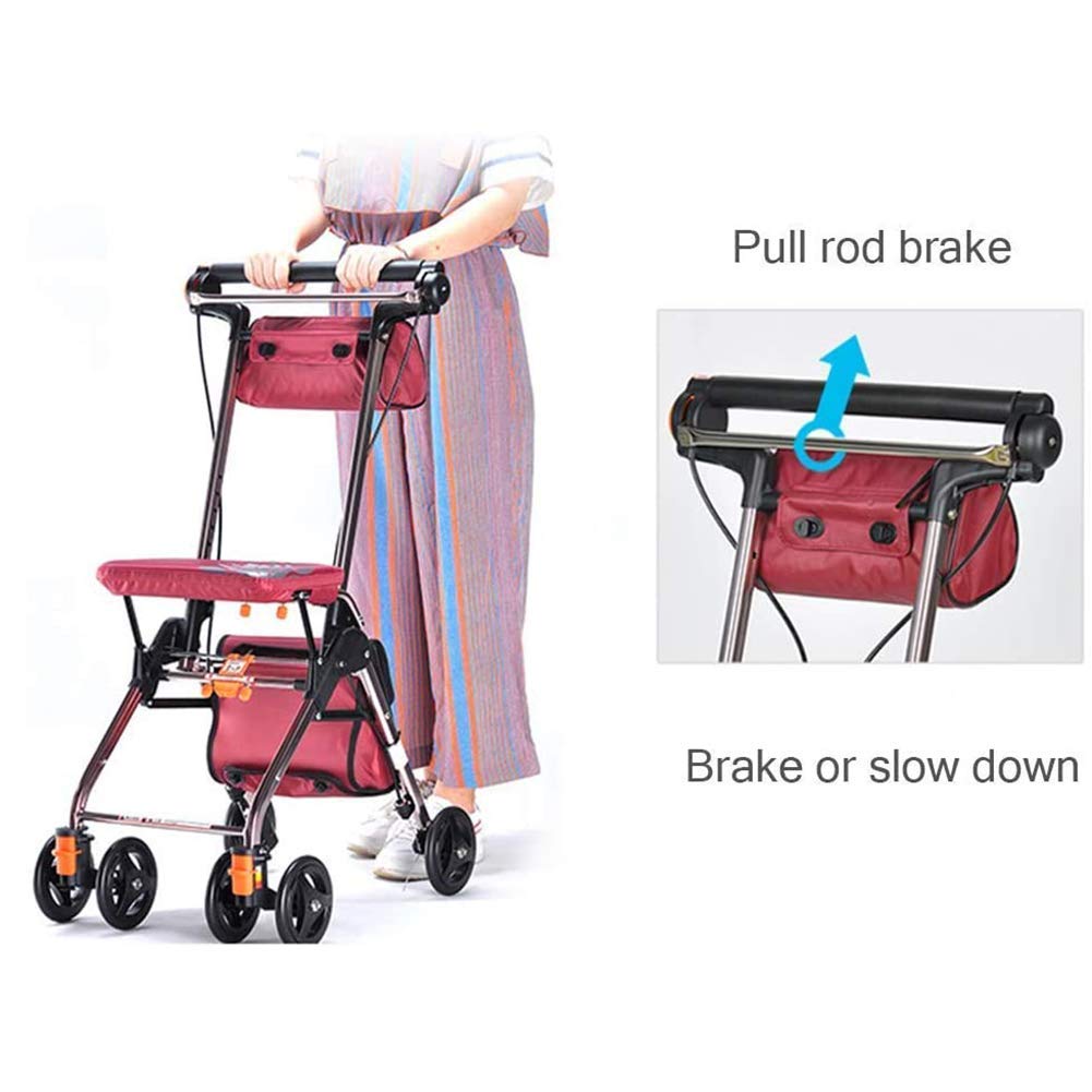 Chodzik Rollator z siedziskiem dla seniorów, przenośny stojak i podpórka do siedzenia, lekki aluminiowy chodzik składany i lekki czterokołowy Interesting